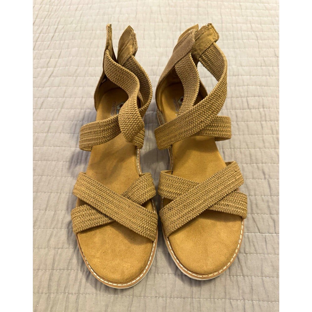 Skechers BOBS Women's Tan Strappy Zip Sandals Logo MPN 113540 US 10 EU 40